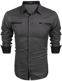 Herren Hemd Slim Fit Langarmhemd Freizeit Kentkragen Sommer Herren Hemden Business Party Shirt Für Männer Grau M