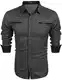 COOFANDY Herren Hemd Slim Fit Langarmhemd Freizeit Kentkragen Sommer Herren Hemden Business Party Shirt Für Männer Grau M
