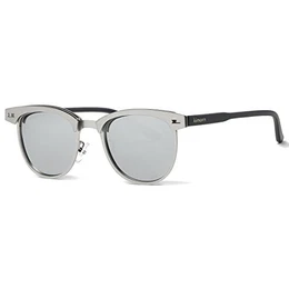 Polarisierte Sonnenbrille Unisex Retro Halb-Randlos Metall Rahmen Gläser K0558 (Silber)
