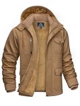 KEFITEVD Herren Wintermantel Parka Jacke Khaki