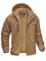 Herren Winterjacke Gefüttert Übergangsjacke Winter Windschutz Parka Baumwolle Arbeitsjacke US Army Windbreaker Vintage Fliegerjacke Outdoor Atmungsaktiv Jacke Khaki L (Etikett: 4XL)