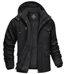 KEFITEVD Herren Wintermantel Parka Jacke Schwarz