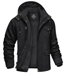 KEFITEVD Herren Wintermantel Parka Jacke Schwarz