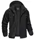 KEFITEVD Herren Winterparka Warme Winterjacke mit Abnehmbare Kapuze Gefüttert Parka Jacke Winter Übergangsjacke mit Innenfleece Militär Jacke mit Stehkragen Schwarz M (Etikett: 3XL)