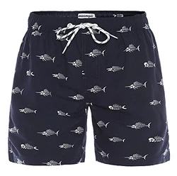 MaaMgic Badehose Herren Schnelltrocknende Badeshorts mit Netzfutter und Verstellbarem Kordelzug Navy Blau