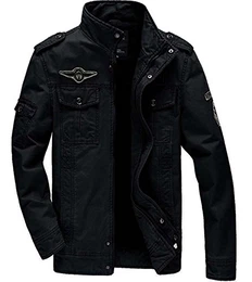 Herren Übergangsjacke Herbst Winter Warm Gefüttert Winterjacke Militär Jacke Arbeitsjacke Männer Thermo Cargo Jacke Outdoor Jagdjacke Schwarz M