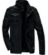 KEFITEVD Herren Übergangsjacke Herbst Winter Warm Gefüttert Winterjacke Militär Jacke Arbeitsjacke Männer Thermo Cargo Jacke Outdoor Jagdjacke Schwarz M