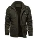KEFITEVD Herren Wintermantel Gefüttert Warm Parka mit Abtrennbar Kapuze Winter Windjacke Outdoor Jagd Mantel Winddicht Kapuzenjacke Männer Fleecejacke Dunkeloliv M (Etikett: 3XL)