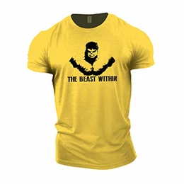 Bodybuilding-T-Shirt der Männer - Beast Within - Fitness-Trainingsoberteil