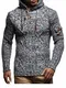 Leif Nelson Herren Pullover mit Kapuze Slim Fit Longseleeve Schwarzer Männer Strickpullover - Sweatshirt - Winterpullover Kapuzenpullover - Hoodie Pulli Langarm LN5400 Grau-Schwarz Medium