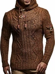 Leif Nelson Herren Hoodie Pullover mit Kapuze Slim Fit LN5400 Schwarz/Camel