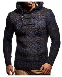 Herren Strickpullover mit Kapuze Blau/Hochwertiger Winterpullover in Regular Fit, ideal für Casual und Business, Langarm Größe S