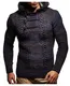 Leif Nelson Herren Strickpullover mit Kapuze Blau/Hochwertiger Winterpullover in Regular Fit, ideal für Casual und Business, Langarm Größe S
