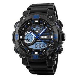 Herren Analog Quarz Uhr Wasserdicht LED Digitaluhr Militär Tactical Outdoor Sportuhr Doppel Zeit Modische Plastik mit Silikon Band Armbanduhr