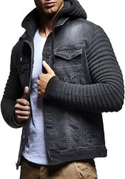 Herren Strickjacke Jeansjacke Jacke Sweatjacke LN5240; Größe M, Anthrazit