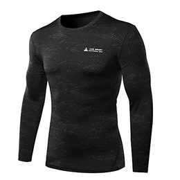 Herren Quick Dry Funktion Sport Kompressionsshirt - Langarm Funktionshirts Base Layer Shirts by , Schwarz31, M