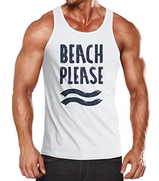 Herren Tank-Top Beach Please Muskelshirt Muscle Shirt weiß M