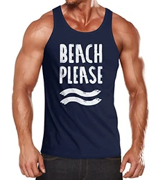 Herren Tank-Top Beach Please Muskelshirt Muscle Shirt Navy M