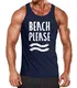 Neverless Herren Tank-Top Beach Please Muskelshirt Muscle Shirt Navy M