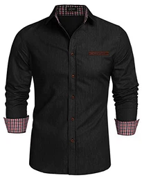 Jeanshemden Herren regular fit Denim Shirt Langarmhemd Cowboy-Style Freizeit Hemden , Farbe - Schwarz , Gr. M