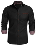 Coofandy Jeanshemd Herren Regular Fit Denim Cowboy-Style Freizeit Schwarz