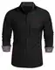 Coofandy Jeanshemden Herren regular fit Denim Shirt Langarmhemd Cowboy-Style Freizeit Hemden , Farbe - Schwarz , Gr. S