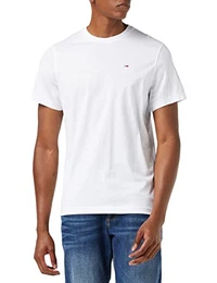 Tommy Jeans Herren T-Shirt Kurzarm TJM Original Slim Fit, Weiß (Classic White), L