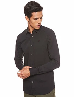 Tommy Jeans Herren Original Stretch Langarm Slim Fit Freizeithemd