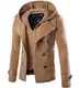 Wollmantel Herren Zweireiher Mantel Kurz Slim Fit Warm Herbst Übergangs Cabanjacke Peacoat Wintermantel