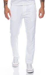 Herren Designer Chino Hose Regular Slim Chinohose RC-390 Weiß W32 L32
