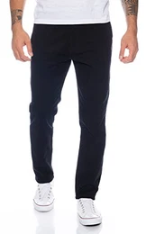 Rock Creek Herren Designer Chino Hose Regular Slim Chinohose RC-390 Schwarz W32 L32