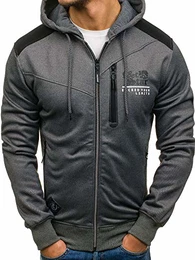Herren Kapuzenpullover mit Reißverschluss Hoodie Pullover Classic T&C Star 2097 Dunkelgrau M [1A1]