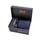 Massi Morino ® Herren Krawatte Set mit umfangreicher Geschenkbox blau blaue dunkelblau naviblau marineblau ozeanblau arktikblau pazifikblau blauekrawatte dunkelblauekrawatte gepunktet Punkte