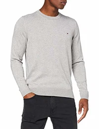 Herren CORE Cotton-Silk CNECK Pullover, Grau (Cloud Htr 501), Medium