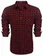 COOFANDY Herren Hemd Langarm Kariert Trachtenhemden Kentkragen Slim Fit Freizeit Casual Party Männer Langarmhemden Rot M