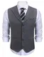 COOFANDY Herren Weste Anzugweste Kariert V-Ausschnitt Ärmellose Slim Fit Smoking Frack, A-grau, M