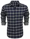 COOFANDY Herrenhemd Langarm Kariertes Slim Fit Freizeithemd Langarm Kariertes Hemd（Blau,M