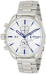 DZ4473 MS9 Chronograph Uhr Herrenuhr Edelstahl 5 Bar Analog Chrono Datum, Silber