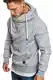 Amaci&Sons Herren Turtle-Neck Kapuzenpullover Sweatjacke Pullover Hoodie Sweatshirt 4025 Hellgrau S