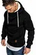 Amaci&Sons Herren Turtle-Neck Kapuzenpullover Sweatjacke Pullover Hoodie Sweatshirt 4025 Schwarz L