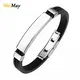 Weimay Männer Titanstahl Kieselgel Armbänder Ornamente Glatt Titanmetall Kieselgel Armbänder Schwarz und Silber Anwendbarer Bereich 21cm