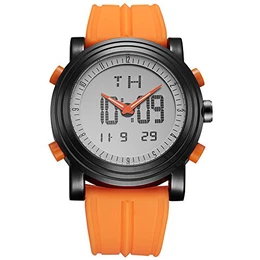 BUREI Digitale Herren Uhren Analog LED Multifunktion Sport Armbanduhr mit Alarm Stoppuhr und Kautschuk Armband