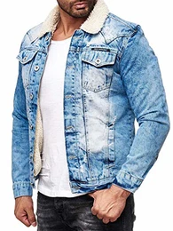 Redbridge Jeansjacke für Herren Jacke Denim Gefüttert Winter Herbst Übergangszeit Blau M
