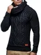 Leif Nelson Herren Pullover Strickpullover Hoodie Hoody LN7025F; Größe M, Schwarz