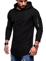 Herren Oversize Hoodie Pullover Kapuzenpullover MT-7422 [Schwarz, M]