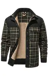 Herren Thermohemd Flanellhemd Winterjacke Fleecefutter schützendem Innenfutter Holzfällerhemd Arbeitshemd 3251 Green M