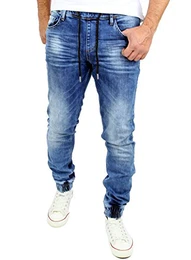 Jogging Jeans Used Look Jeans-Herren Slim Fit Jogging-Hose Jogger RS-2073 Blau M