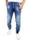 Reslad Jogging Jeans Used Look Jeans-Herren Slim Fit Jogging-Hose Jogger RS-2073 Blau M