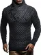 Leif Nelson Herren Strick-Pullover Strick-Pulli mit Schalkragen Moderner Woll-Pullover Langarm-Sweatshirt Slim Fit mit Schnallen LN5255 Anthrazit Schwarz Medium