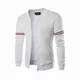 Herren Slim Jacke Stehkragen Band dekorative Mantel Reißverschluss Herbst Winter Mantel Minzhi